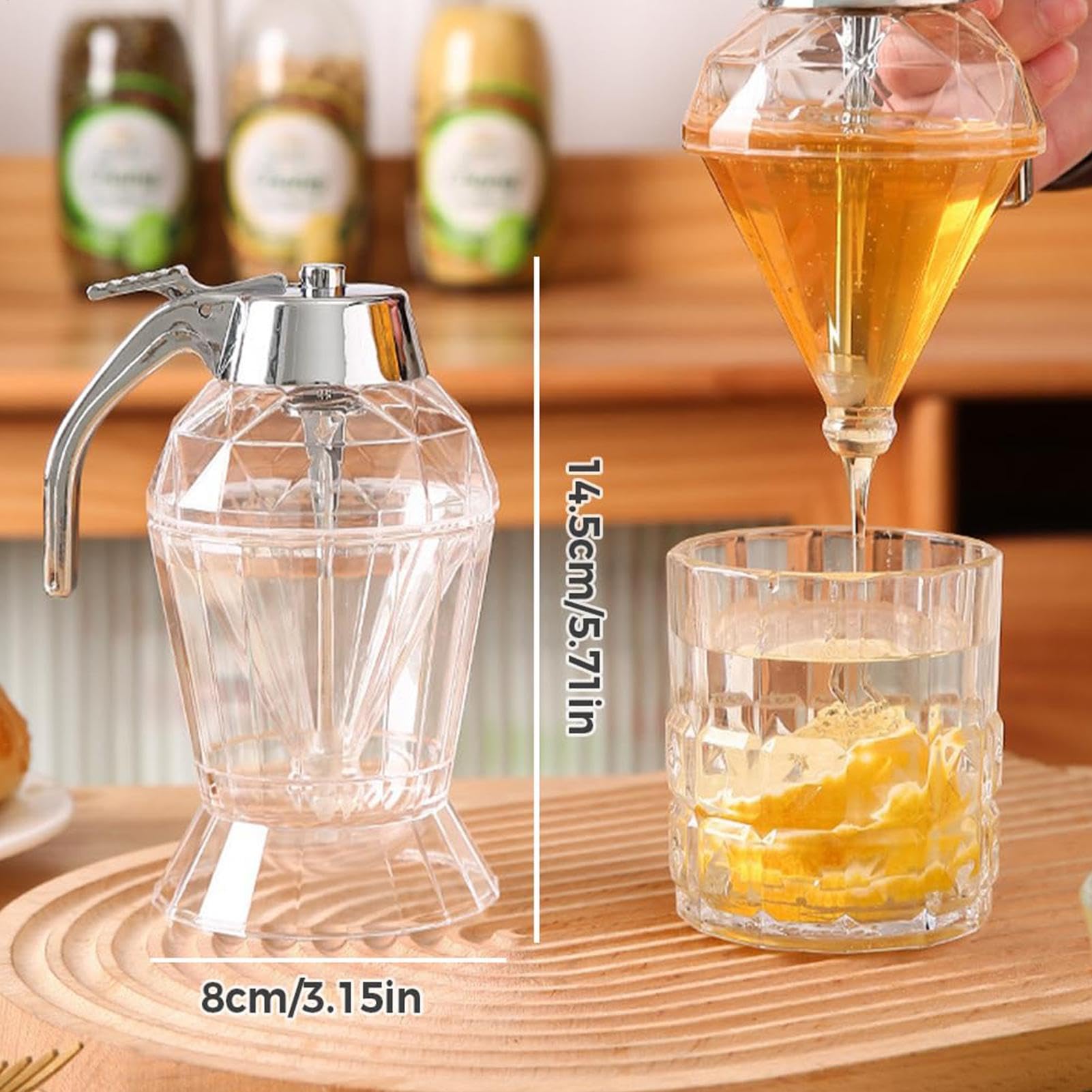 Honey Jar Pot with Stand - Maple Syrup Holder, Maple Syrup Holder Container with Stand | Honey Dispenser, No Drip Honey Container, Kitchen Storage Pot for Home Kitchen Coffee Bars Honey