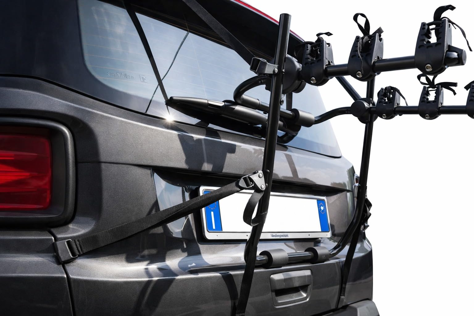 Susy Shop Porte-vélos arrière universel pour voiture, capacité 3 vélos, 40 kg, pliable, acier avec bandes en nylon et crochets