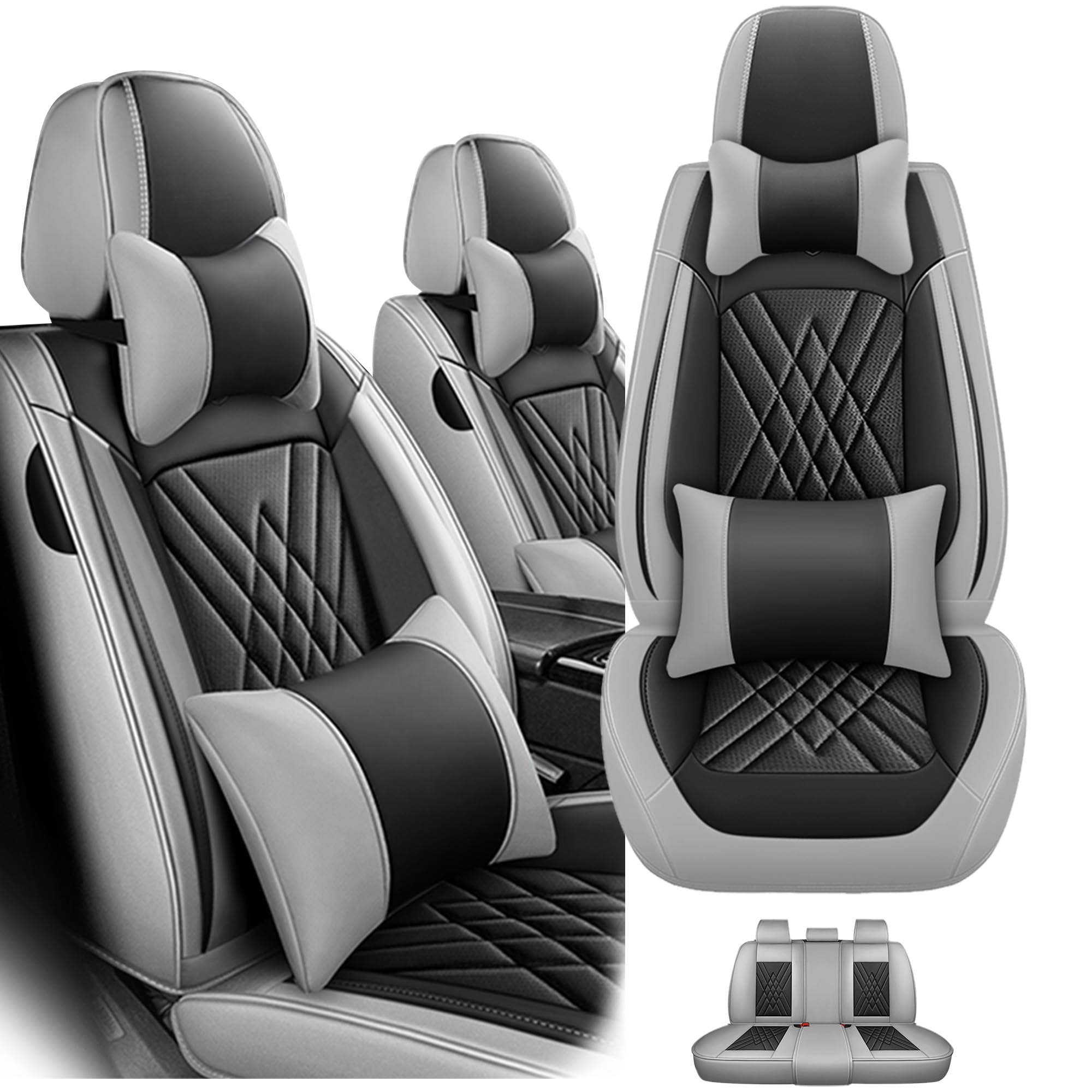 Bemony Car Seat Covers Fit for Toyota Corolla 2002-2026 Airbag Compatible 360° Full Wrapped Set Covers Premium Nappa Leather Storage Pocket Zipper