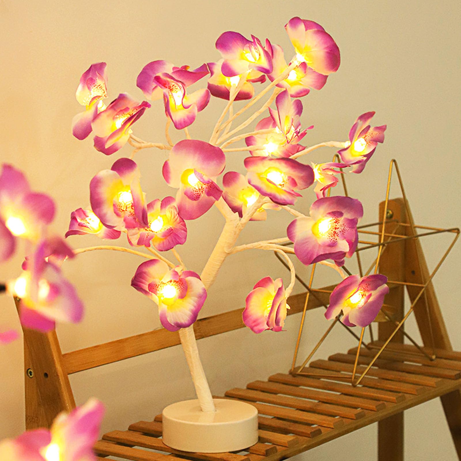 wpdash Warm White Phalaenopsis Table Lamp USB & Battery Power Artificial Flower Light LED Petal Tree Light for Bar Counter Girlfriends' Afternoon Tea Bedside Decoration Housewarming Gift — image 1