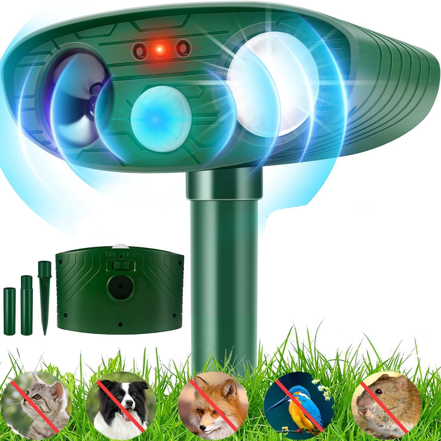 Ultrasonic Cat Repellent for Garden – Solar Fox Repellent for Gardens, Waterproof Cat Scarer with PIR Motion Sensor & LED Flash, Cat Deterrent for Garden UK