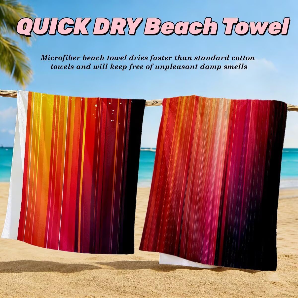 Toalla Playa 100x200 cm, Toalla Gimnasio Microfibra Secado Rapido, Juego de 2 Antiarena Toallas de Playa, Ligera Compacta Toallas Microfibra Grande para Viaje, Regalo Hombre Regalo Mujer (Moda) -5111