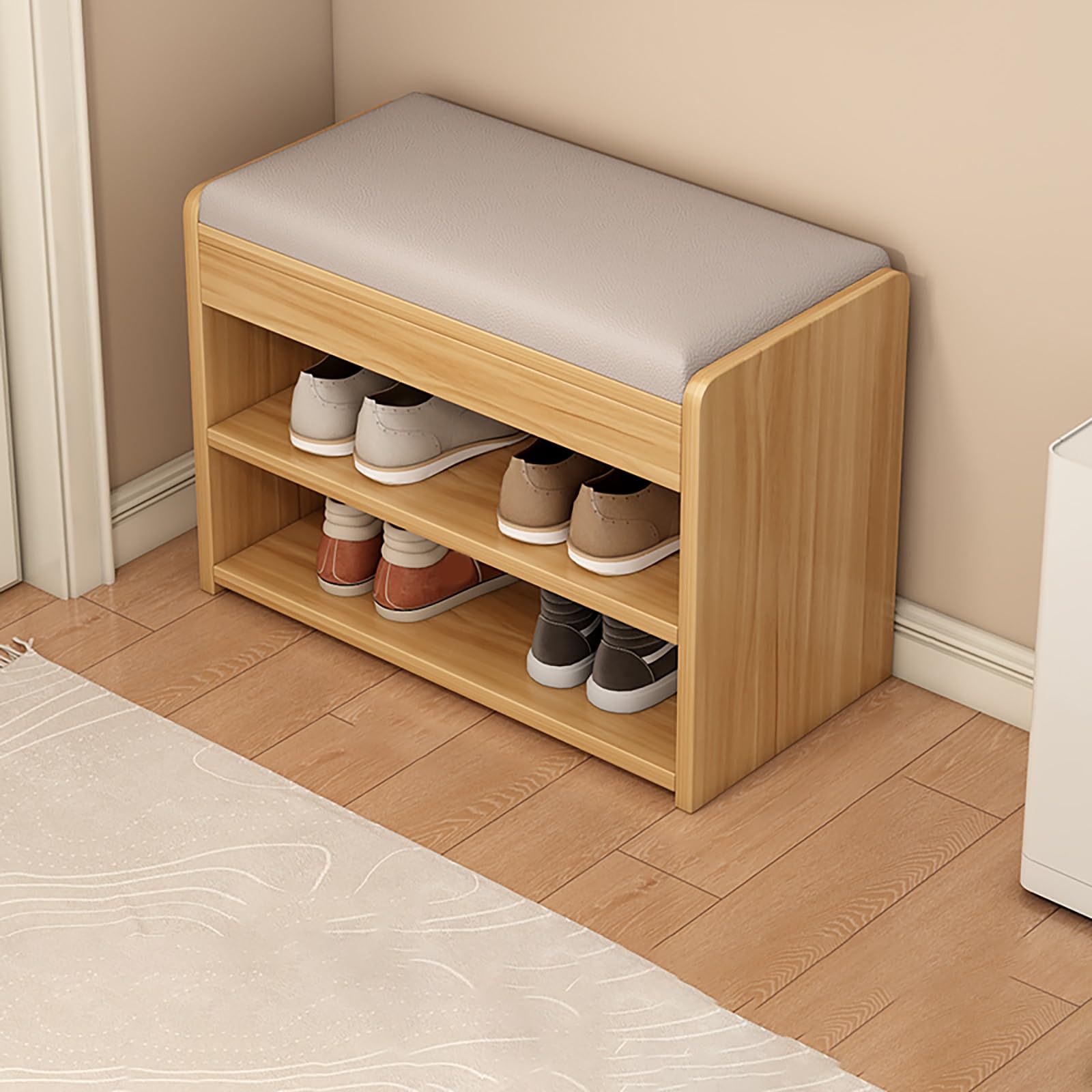 MSHGSKU Modern Shoe Bench - 2-Tier Entryway Upholstered Storage Stool with Stylish Design for Hallway Entryway and Doorway - Perfect for Shoes and Accessories