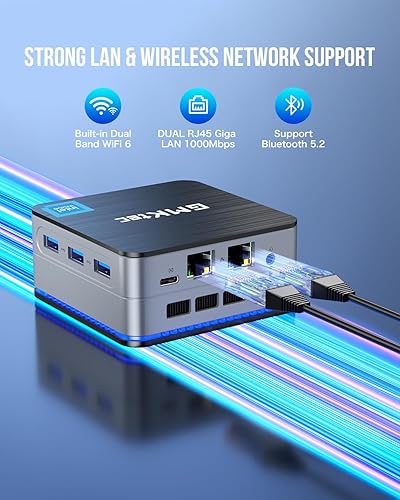 Miniatura 3 de GMKtec Mini PC Intel N150 (Turbo 3.6GHz) 12GB DDR5 256GB SSD Dual LAN, Mini computadora de escritorio 4K Triple Display, WiFi6, BT5.2, eficiencia
