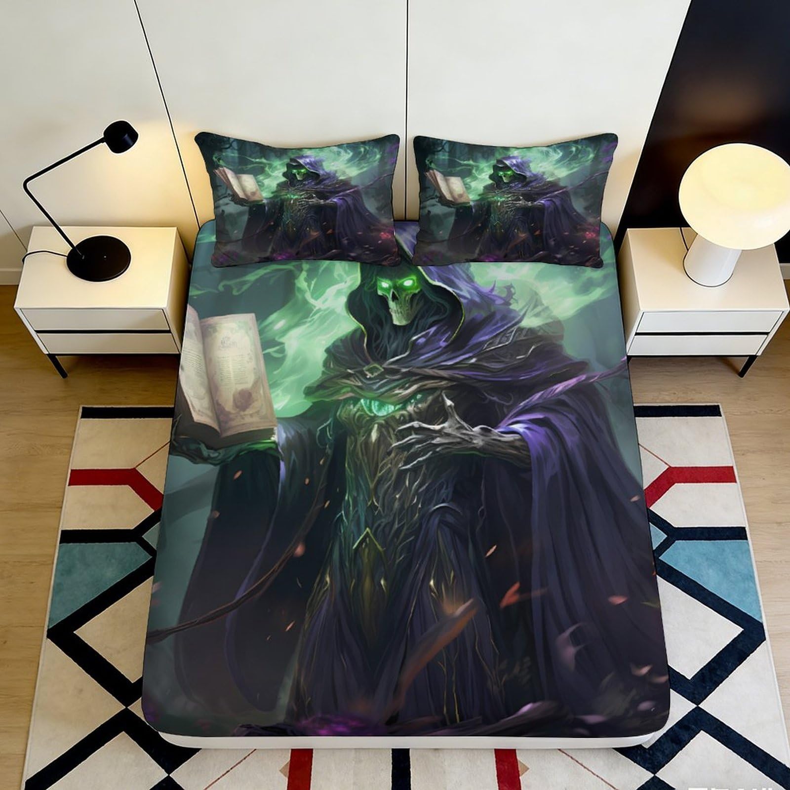 3D Printed Pastoral Sunset Fitted Sheet Microfiber Deep Pocket Non-Slip Bedroom Sheep Mattress Fitted Cover Washable Protection 160x200x25cm