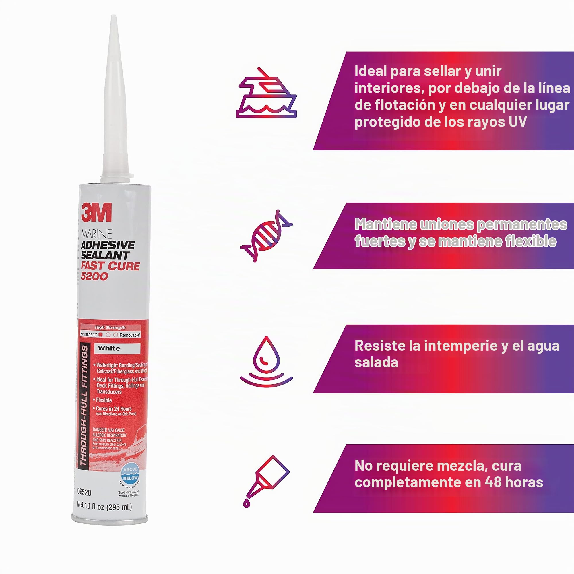 3M Marine Adhesivo/Sellante de secado rápido (blanco, 1/10 galón)