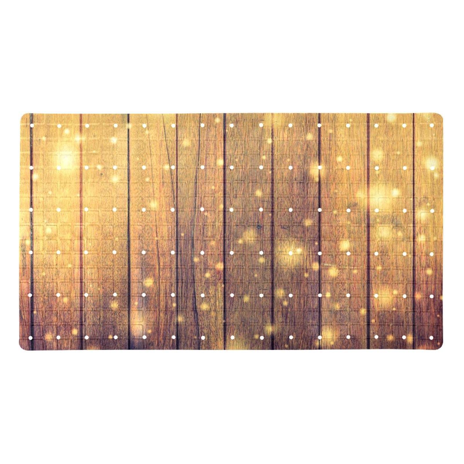 Tapis de baignoire antidérapant 40x70 cm aspect bois et LED pour douche