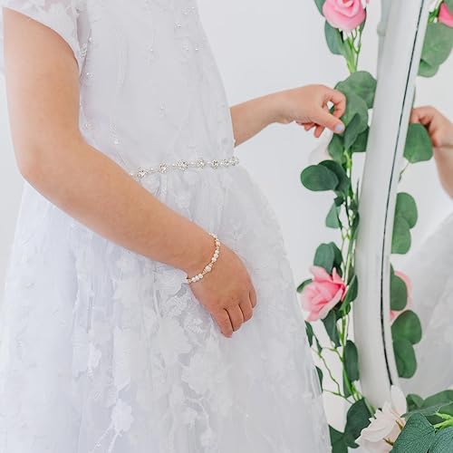 Miniatura 9 de Pulsera personalizada de cruz de bautizo para novia con dije inicial para niños en plata de ley, Plata Esterlina Cristal, Circonita cúbica