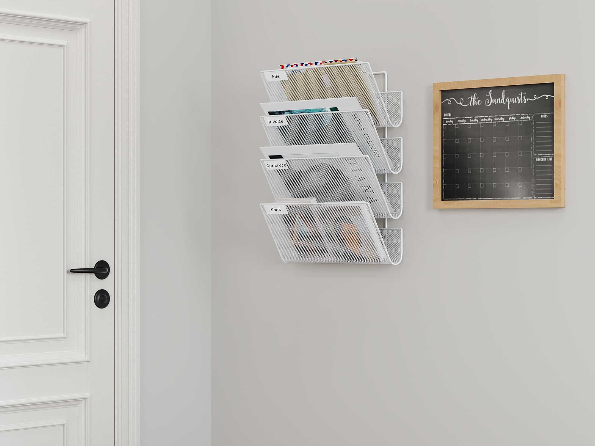 EasyPAG 3 Compartimentos Metal Malla A4 Archivador de Pared Oficina Organizador Documentos Cartas Pared Soporte Revistas Pared Almacenamiento Revistero Correo,Blanco