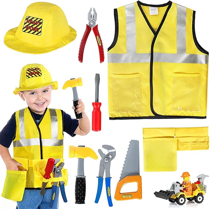 Construction Worker Costume for Boys Kids Dress Up Clothes for Play Toddler Builder