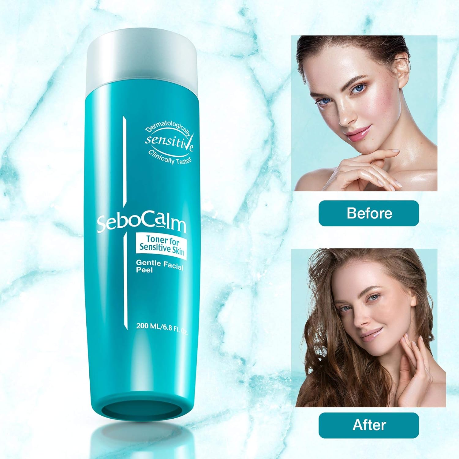 SeboCalm Pore Refining Face Toner - Vegan Hypoallergenic Alcohol Free Redness Relief Exfoliating Facial Skin Water Toner for Oily Combination or Dry Sensitive Skin : Beauty & Personal Care