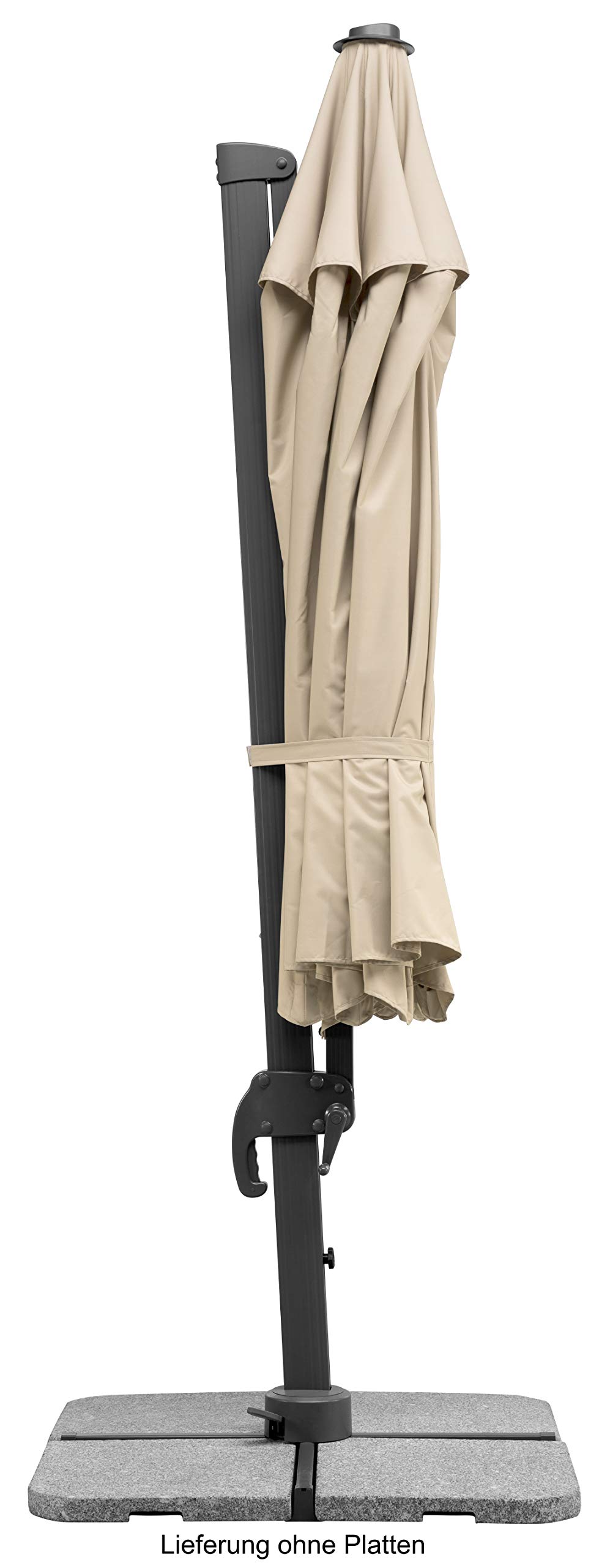 Schneider Sonnenschirm Rhodos Grande, natur, 400 cm rund, 789-02, Gestell Aluminium, Bespannung Polyester, 25.5 kg