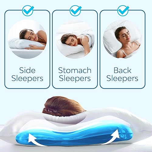 Miniatura 3 de Mediflow Almohada de agua alternativa de plumón, ajustable para aliviar el dolor de cuello, dormir de lado, espalda y estómago, el inventor original