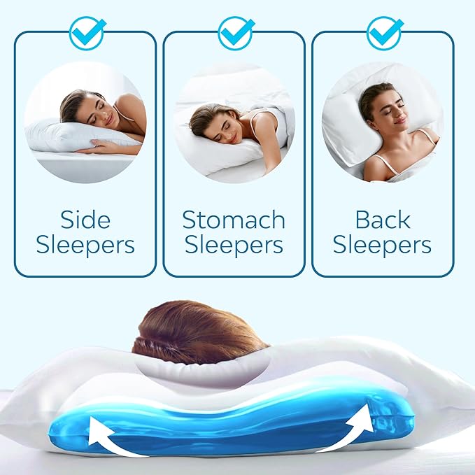 Almohada Viscoelástica con Gel Refrescante Ajustable para Alivio del Dolor de Cuello miniatura 5