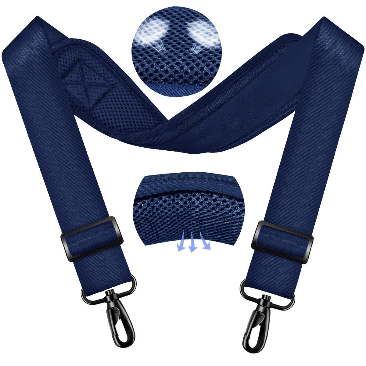 ZINMARK Shoulder Strap 59 inch, Extra-Thick Fixed Cushion Pad and Dual Clasps Universal Replacement Strap for Bags, Camera, Crossbody，Lawn mower -Blue
