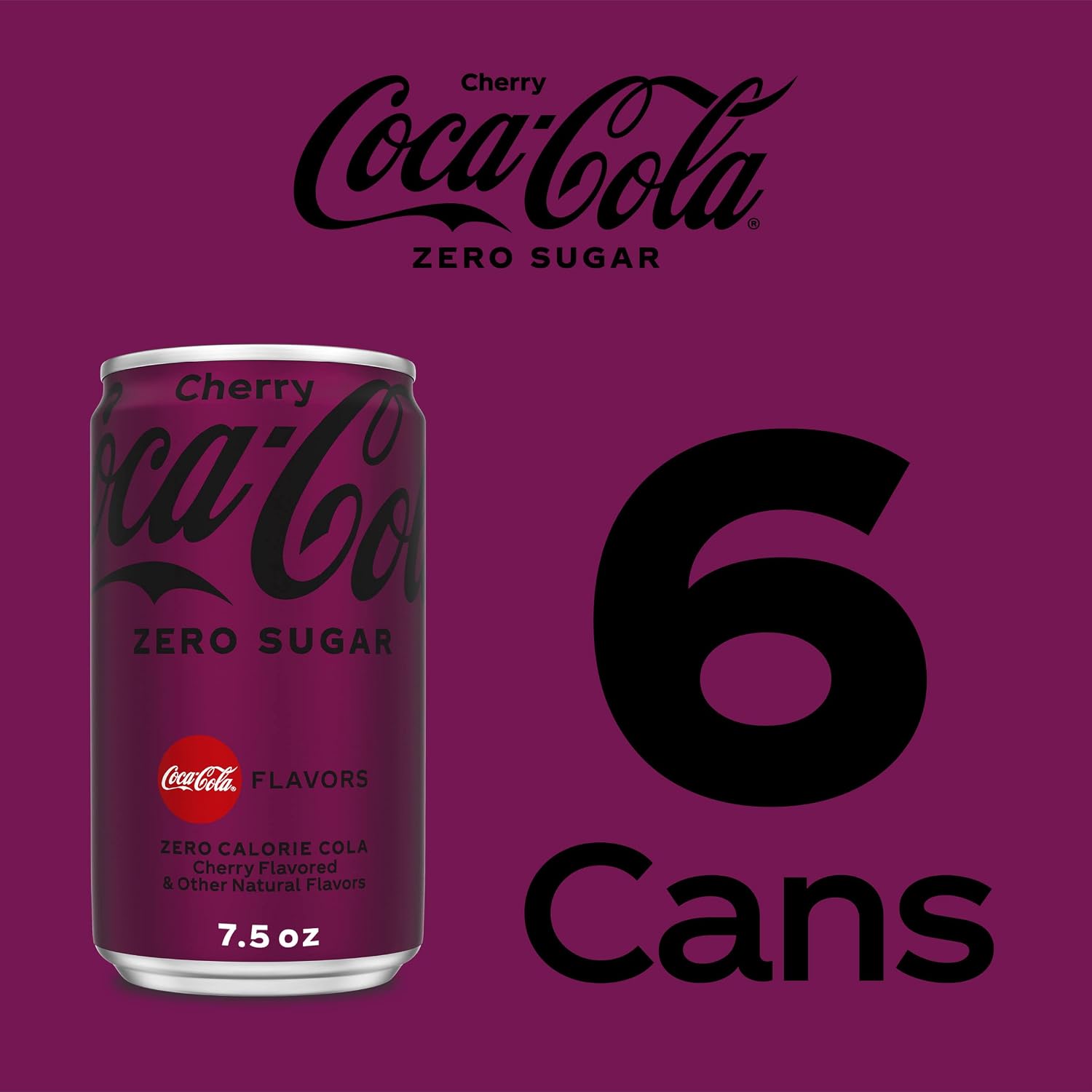 Coca-Cola Cherry Zero Sugar, 7.5 Fl Oz Cans, 6 Pack