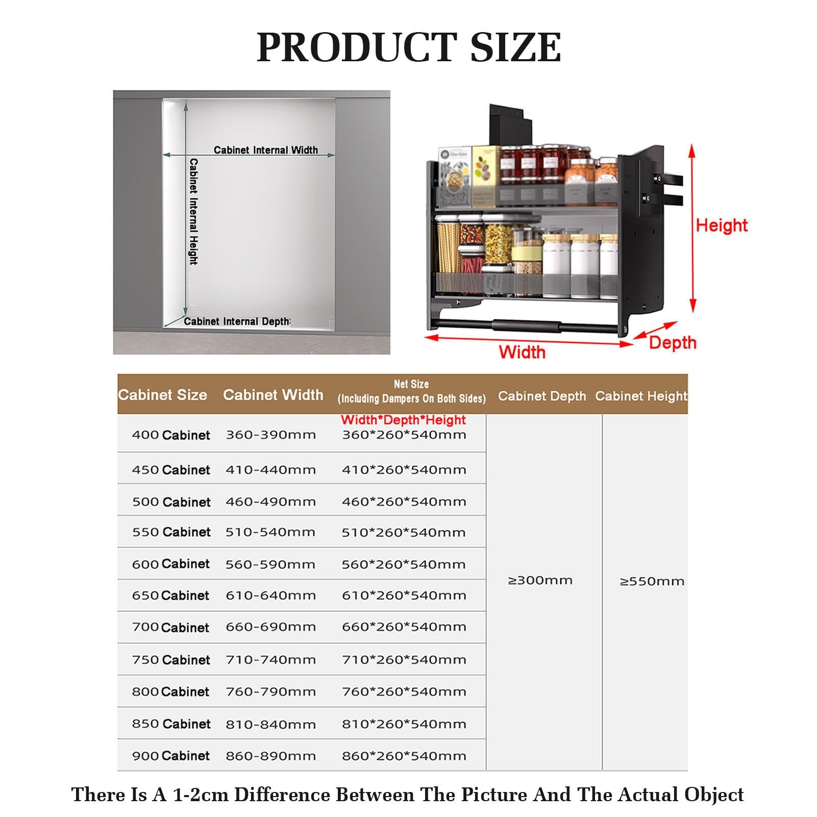 XLTFUC 2 Layer Pull Out Cabinet Organizer, Upper Kitchen Wall Cabinet Storage Organizer(560x260x540mm)