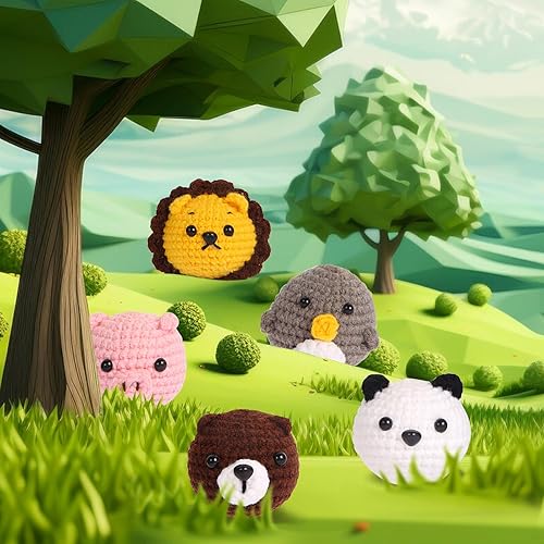Miniatura 7 de GOZATO Kit de ganchillo para principiantes, 8 piezas, kit de animales de ganchillo con tutoriales en video paso a paso e hilos, gancho, accesorios