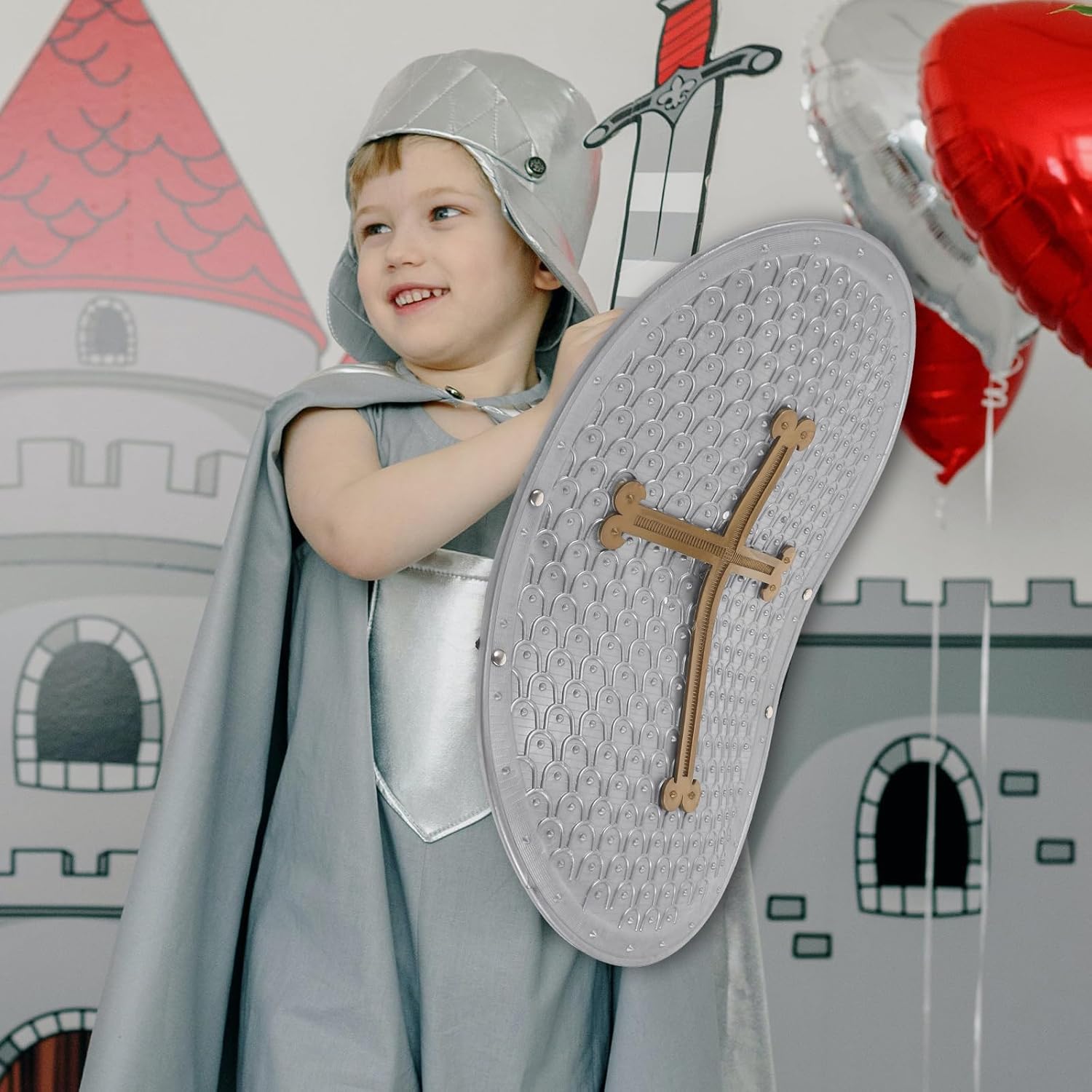 TOYANDONA Retro Armor Set for Kids - Medieval Knight Costume with Toy Shield and Helmet - Children S Role Play Cosplay Accessories for Dress up and Imaginative Play - Image 2