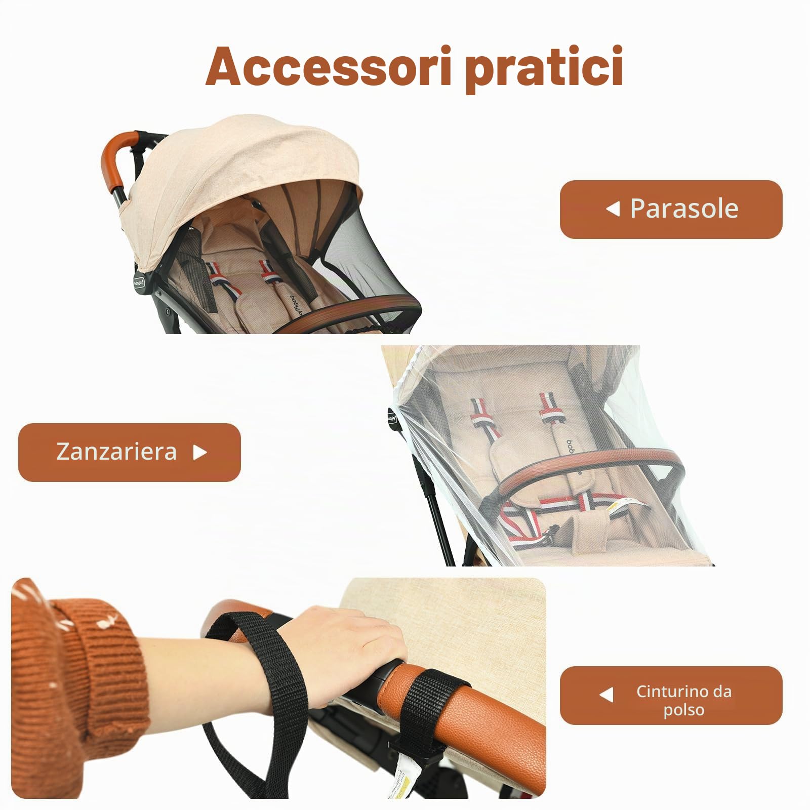 LIFEZEAL Passeggino Ultraleggero per Bambini 0-36 Mesi, Passeggino Compatto a Ombrello, per Viaggio, Aereo, Pieghevole, Regolabile, con Cintura di Sicurezza, Ruote, Freno, Parasole, Cesto, Beige