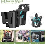 KDD Stroller Cup Holder with Phone Holder, 3-in-1 Removable Bottle Holder, 360 Degrees Rotation Drink Holder for Wheelchair, Stroller, Bike, Walker, Scooter, Bicycle, Uppababy, Nuna, Bugaboo, Doona