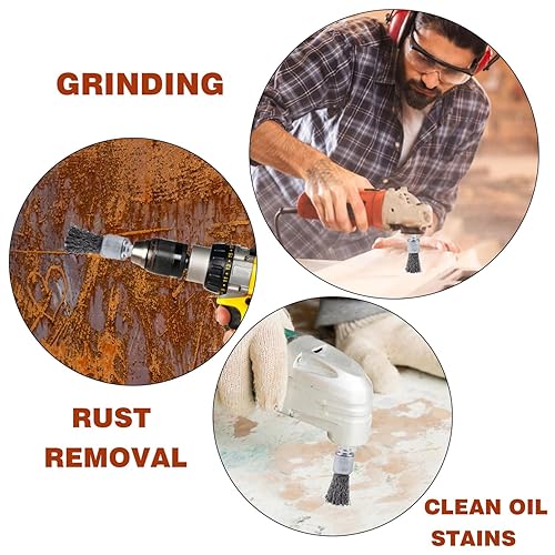 Miniatura 7 de 10 cepillos de alambre para taladro, cepillo de alambre de acero de alto carbono, cepillo de alambre de metal para taladro con vástago hexagonal de