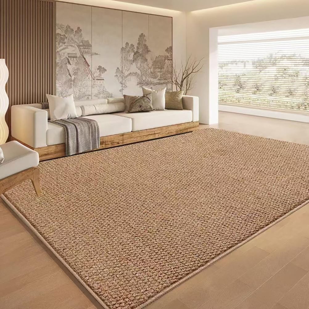 Generico Tappeto Robusto per Interni ed Esterni con Effetto Juta Naturale, Antiscivolo per Soggiorno Tappeti Moderni per Camera da Letto Tappeti per Camerette Tappeto Scendiletto,Marrone,120 * 180CM