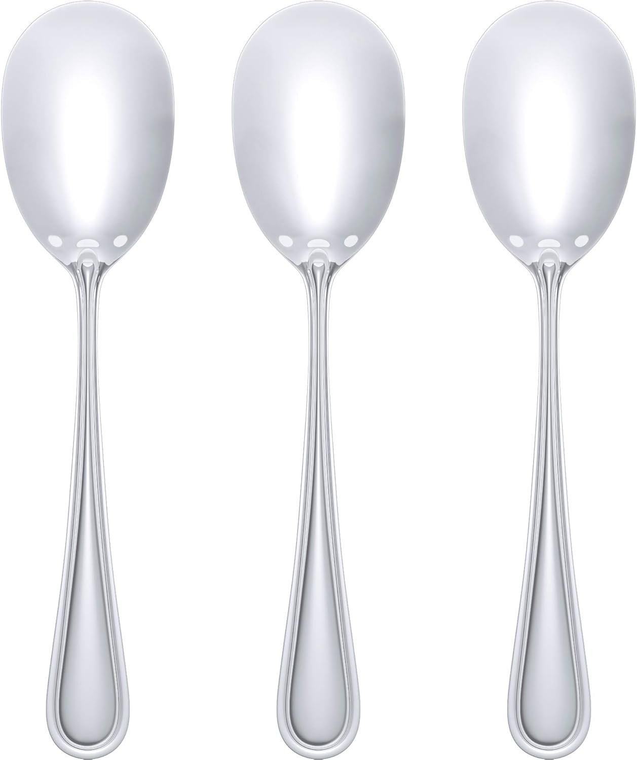 Super Elegant, Heavy Duty Serving Spoon 3 Pc Set. Stainless Steel Basting Spoons to Serve Pasta and Side Dishes. Best Flatware for Buffet and Family Style Dining, Catering, Banquets and Dinner Parties