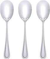 Vista 9 de Cuchara de servir resistente de 9 pulgadas de alta calidad. Cucharas elegantes de acero inoxidable para pasta y guarniciones. Cubertería para bufé