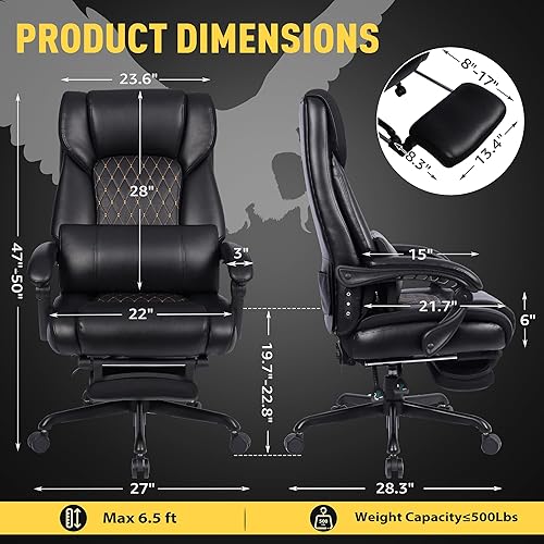 Miniatura 2 de Silla de oficina con masaje y calefacción, silla ejecutiva grande y alta para computadora de 500 libras, sillas de juego eléctricas con calefacción,