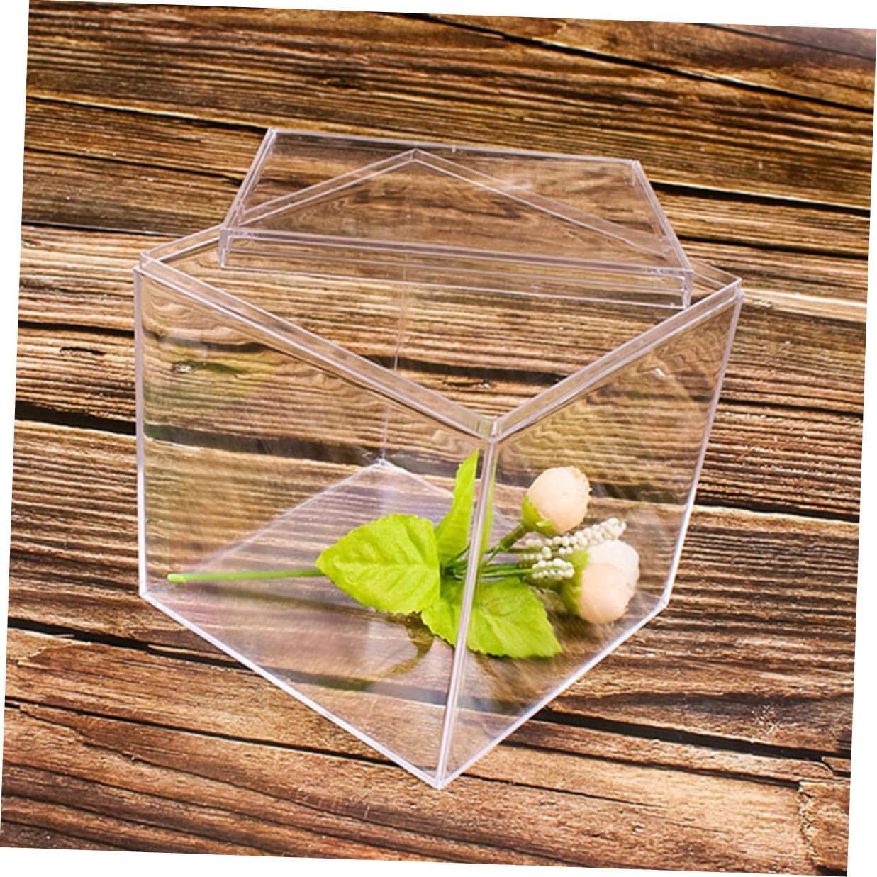 SEWCHICS 14pcs Acrylic Storage Boxes with Lid 6.5x6.5x6.5cm 210ml Square Candy Organizer Case for Valentine’s Day Jewelry and Party Favors