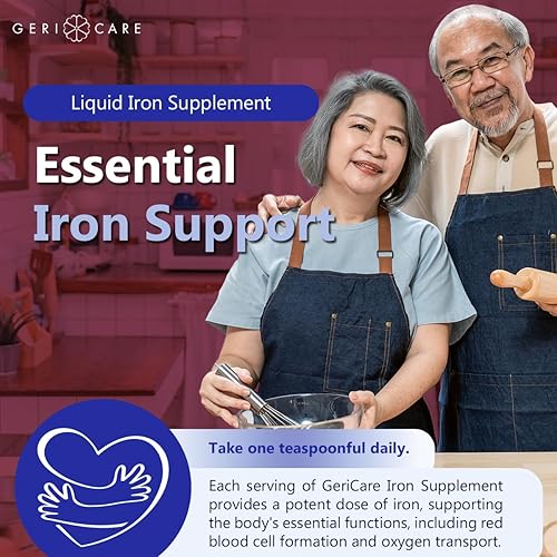 Miniatura 5 de GeriCare Suplemento de hierro líquido de alta potencia 220  Hierro líquido para adultos  para anemia y deficiencia de hierro  220 mg por dosis de