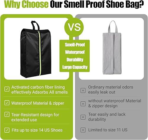 Miniatura 4 de 2 bolsas de zapatos a prueba de olores para viajes, bolsas de tacos para deportes, a prueba de olores con cremallera y asa, bolsa de tacos de fútbol