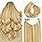 HOTBANANA Wire Hair Extensions 14 inch 75g Light Blonde Highlighted Golden Blonde Fish Line Real Human Hair Straight Invisible Remy Hair Extensions