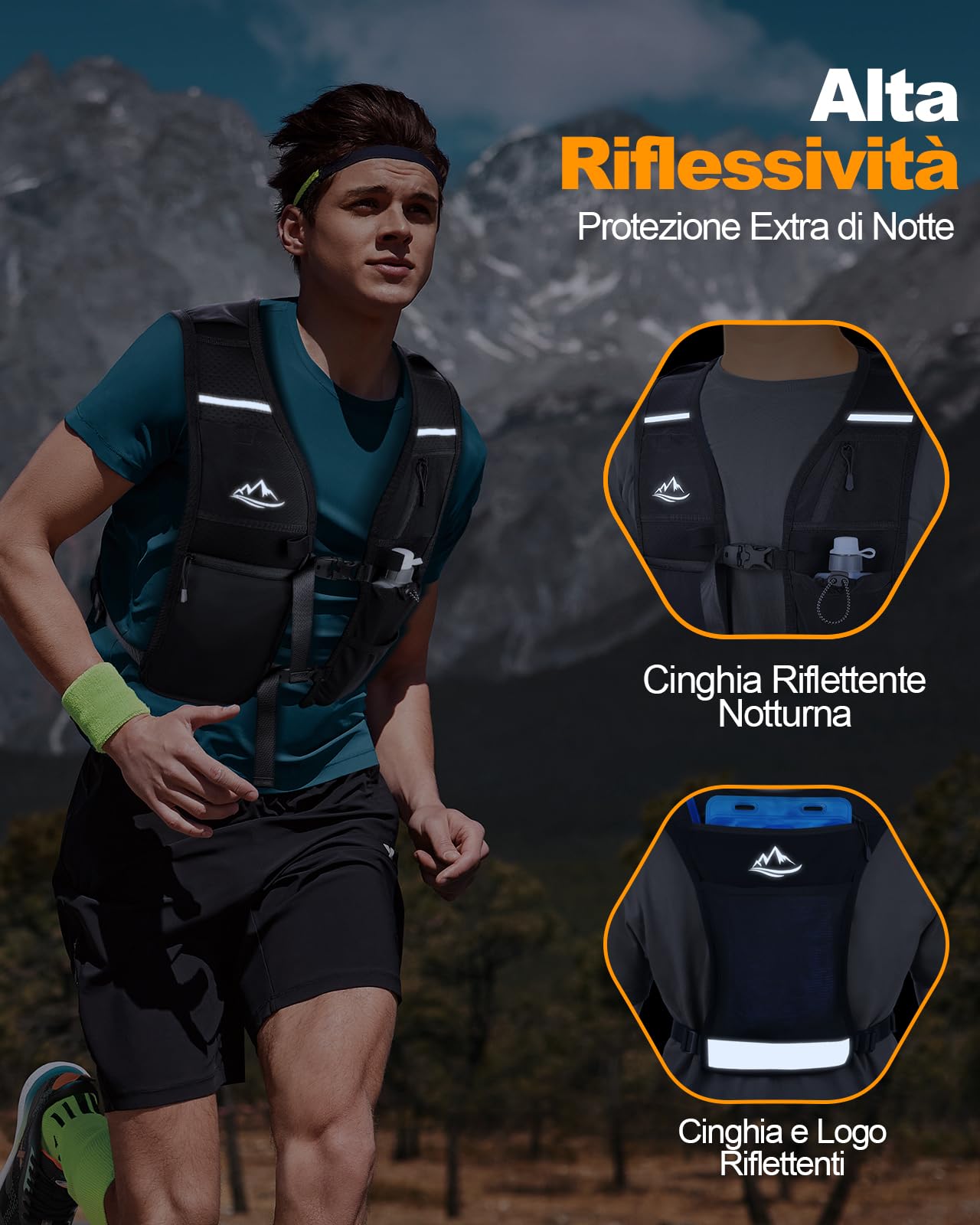 ISEYOU Gilet Running Super Leggero, Gilet da Corsa Riflettente Traspirante per Uomini e Donne, Tasche Multiple, Cintura Regolabile Running Vest per Ciclismo Escursionismo Trekking Trail