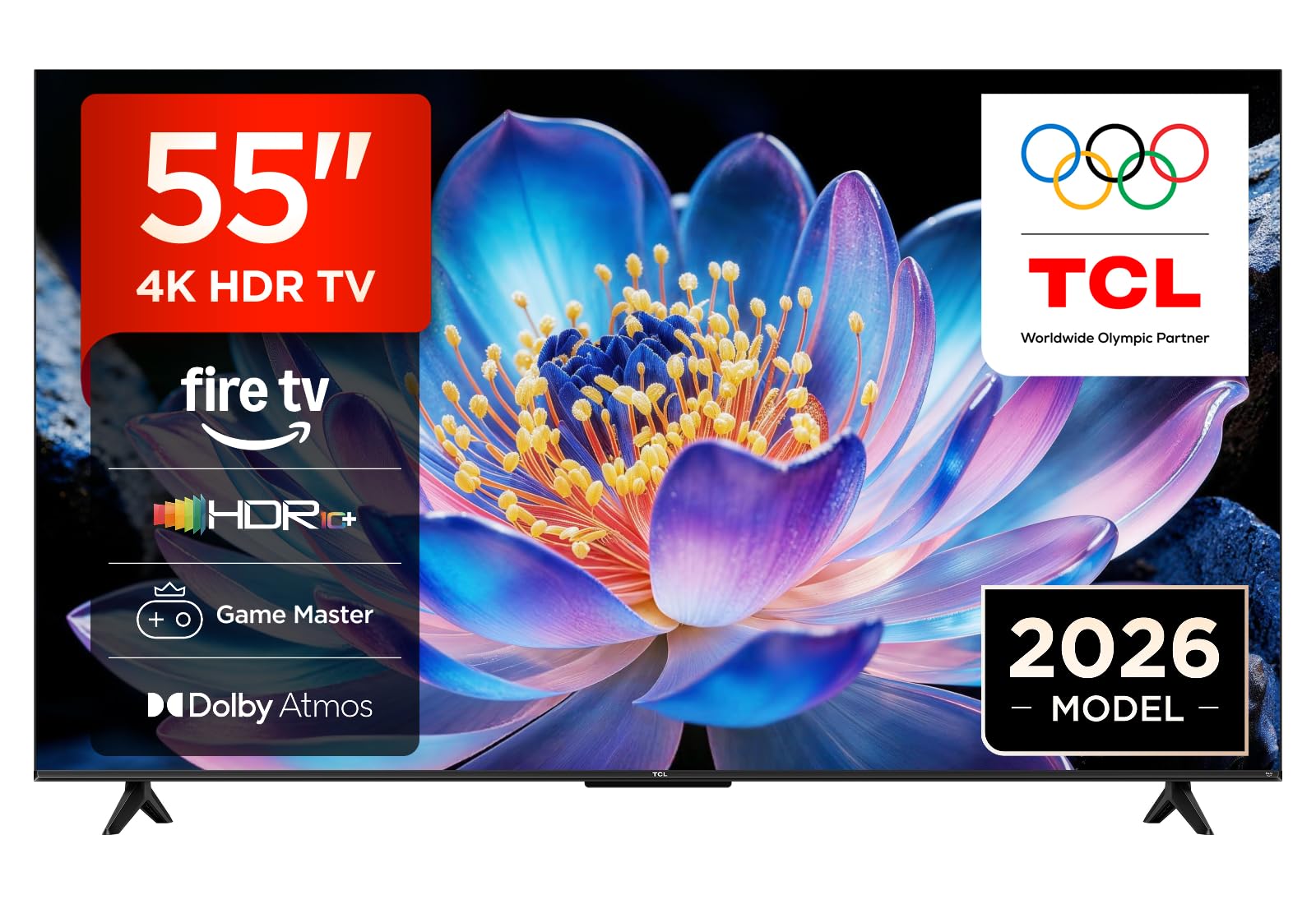 Tcl 55" V6d Led 4K Hdr Smart Fire Tv 2026 - 55V6d-Uk, Black