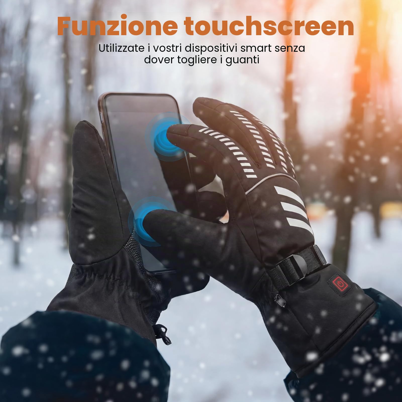 Guanti Riscaldati per Uomo e Donna, 7.4V 3000mAh Guanti Termici Invernali Impermeabili con Touchscreen, 3 Livelli di Temperatura per Sci, Moto, Trekking, Caccia, Riscaldamento Rapido 5s