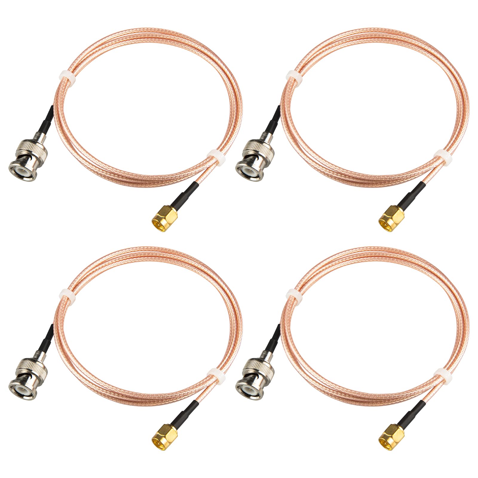 BNC do SMA Plug 4 opakowania SMA do BNC męski adapter koncentryczny RG316, kabel przedłużający o długości 1 m do radia, WiFi Wireless, Handheld Ham Radio, radio CB