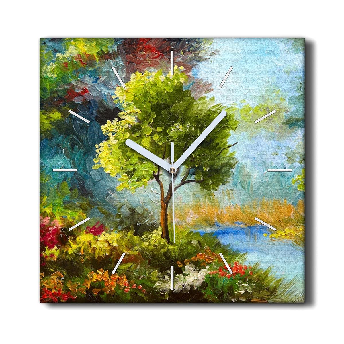 Horloge sur Toile décoration nature fleurs de forêt haut rendu 30x30