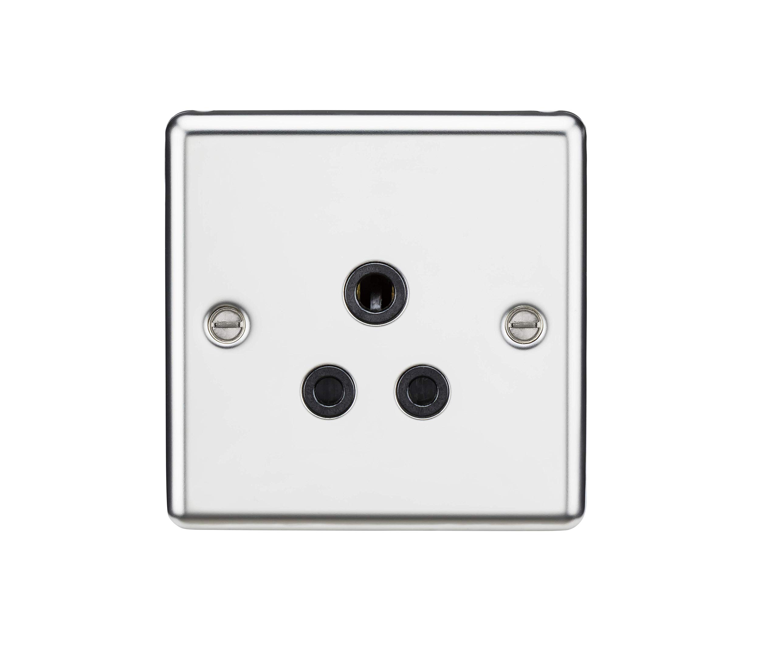 Knightsbridge Polished Chrome 5A Unswitched Socket - Rounded Edge Finish With Black Insert