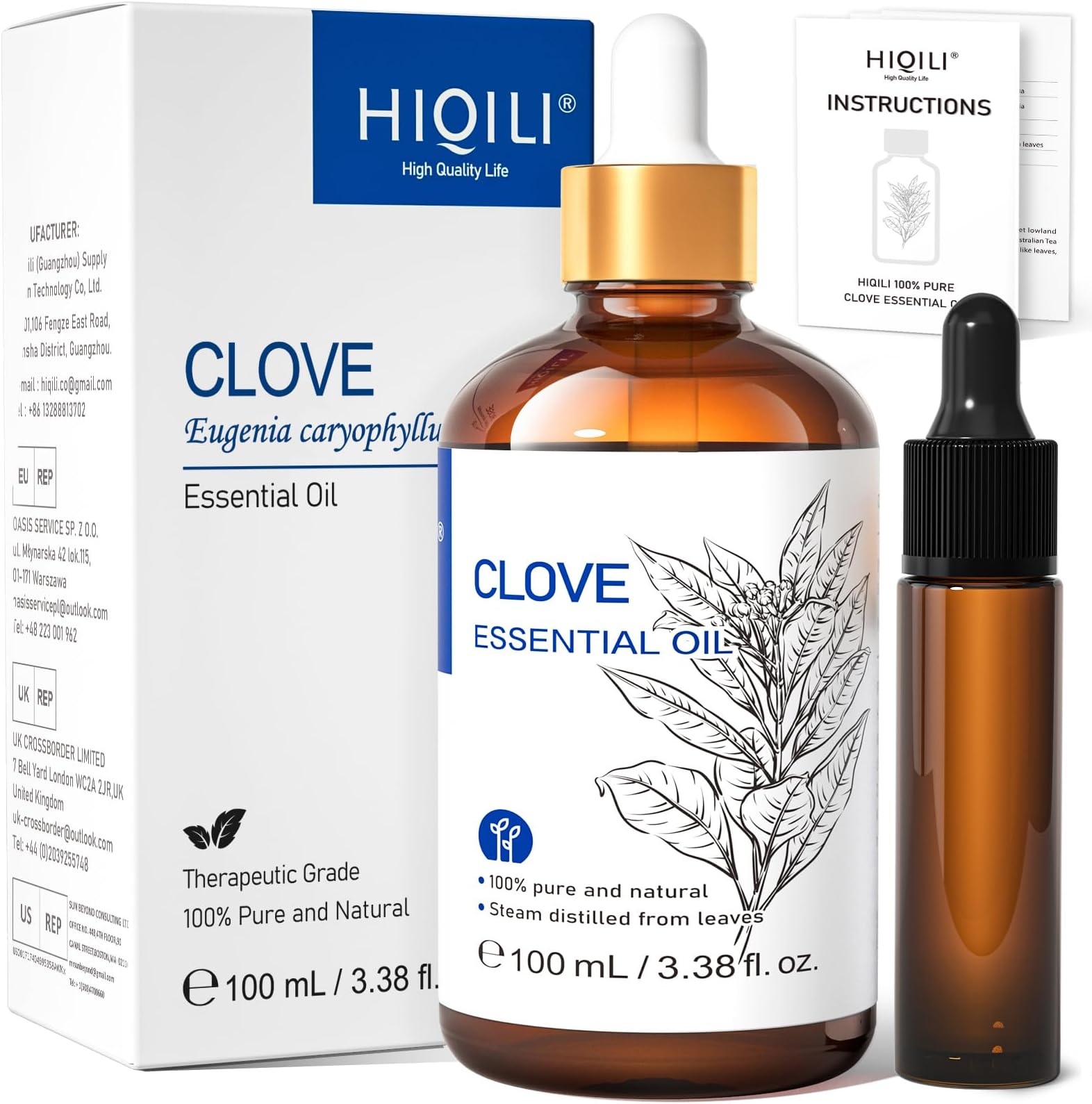 Clove Oil for Toothache Pain Relief, Pure & Natural Essential Oils for Teeth and Gums, Aromatherapy, Diffuser, Hair & Skin, DIY Spray - 100ML