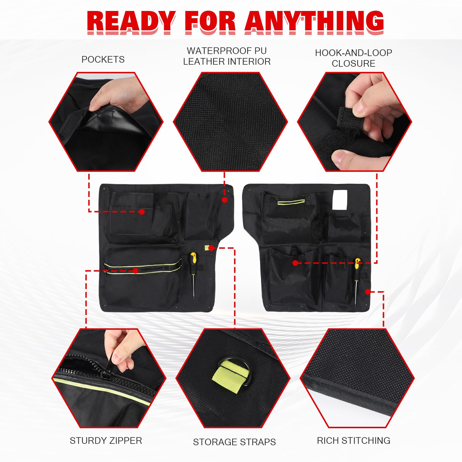 Scheunentor-Aufbewahrungsorganizer kompatibel mit VW T4 1990-2003, 2 Pcs Scheunentür Lagerorganisator für Kastenwagen /Wohnmobil Hecktür, Oxford-Taschen Kofferraumtaschen Zur Werkzeugaufbewahrung