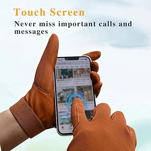 Vista 21 de Guantes de equitación – Palma de piel de cabra auténtica, dedos de cuero de doble capa, muñeca de gancho y bucle, ideales para montar a caballo