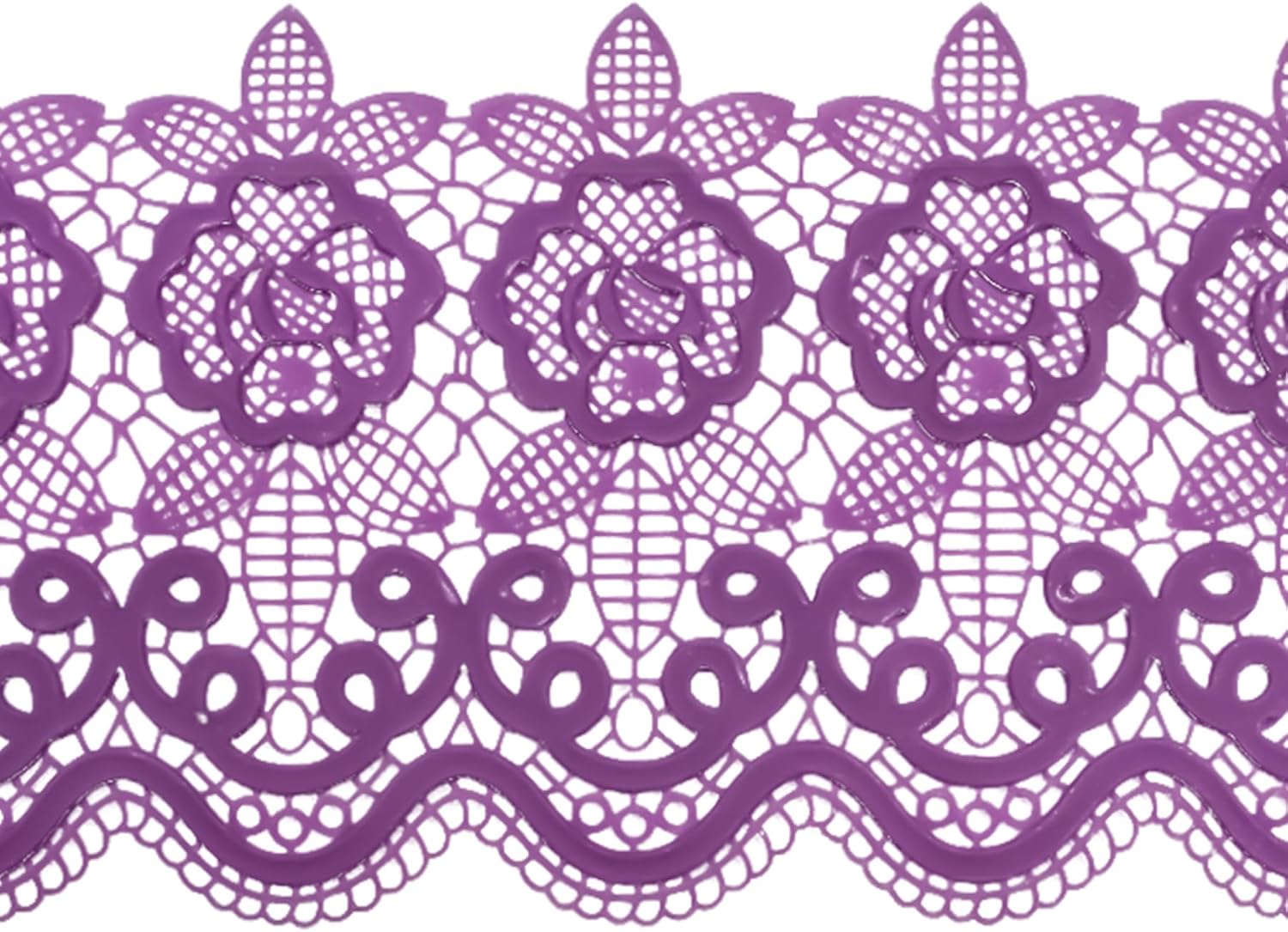 Large Pre-Made Ready to Use Edible Cake Lace Floral Medallion Purple 12-inch 10-Piece Set
