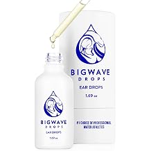 BigWave Ear Drops - Infection and Itching Discomfort Relief- Contains Anti-Inflammatory, Healing, Drying, Soothing Properties - For Swimmers, Surfers, Water Athletes | Bio-Activated Formula for Ear Discomfort, Clogged, and Itchy Ears, 2 oz Recyclable Glass Bottle