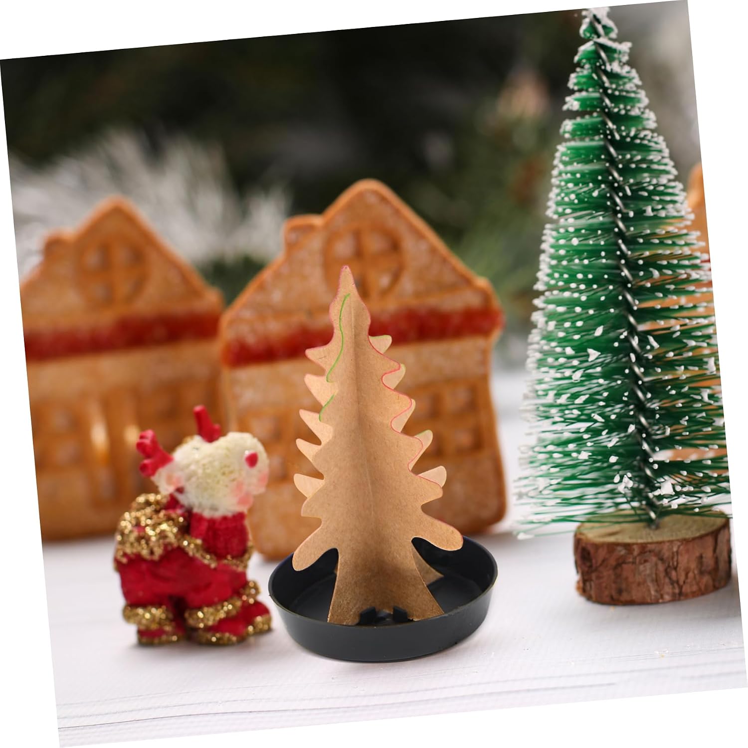 48pcs Mini Christmas Tree Base Paper Blossom Tray for Christmas Tree Display Round and Stable Design for Spaces for Festive Decor