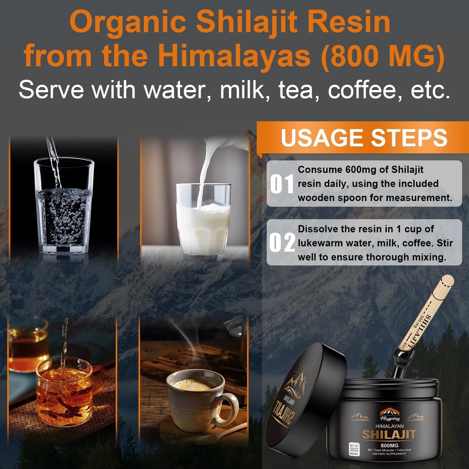 Shilajit Pure Himalayan Organic Resin - 800mg Gold Grade Shilajit Resin with Fulvic Acid & 85+ Trace Minerals Complex for Energy, Strength & Immunity, Shilajit for Men & Women, 30 Grams — Amazon image 6
