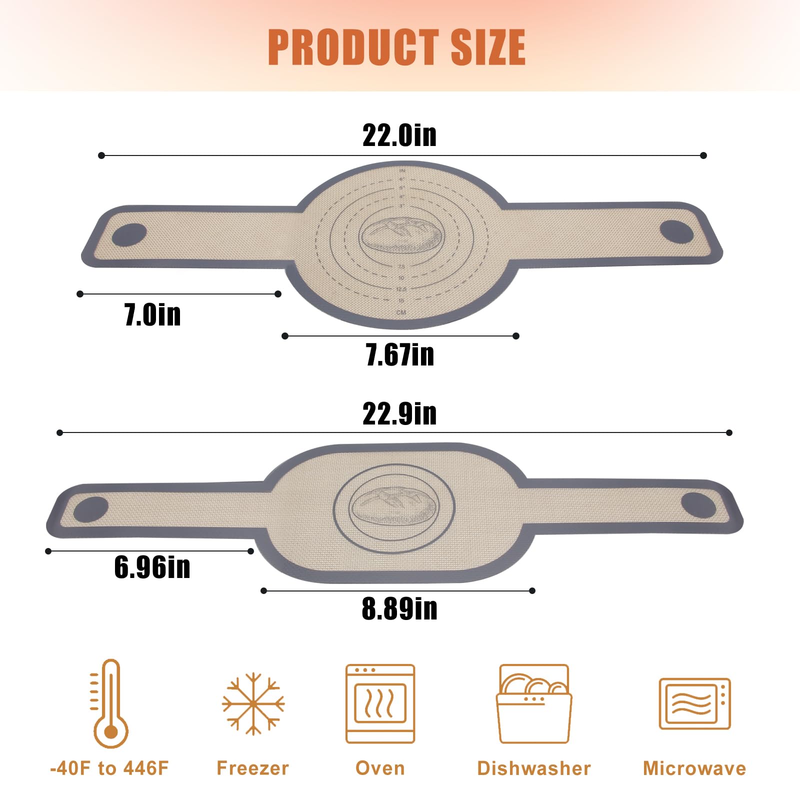 Silicone Bread Sling Oval and Round - Best Japan Silicone Non-Stick & Easy Clean Reusable Oval Silicone Baking Mat for dutch oven with Long Handles Sourdough Bread Baking mat tools supplier Liner