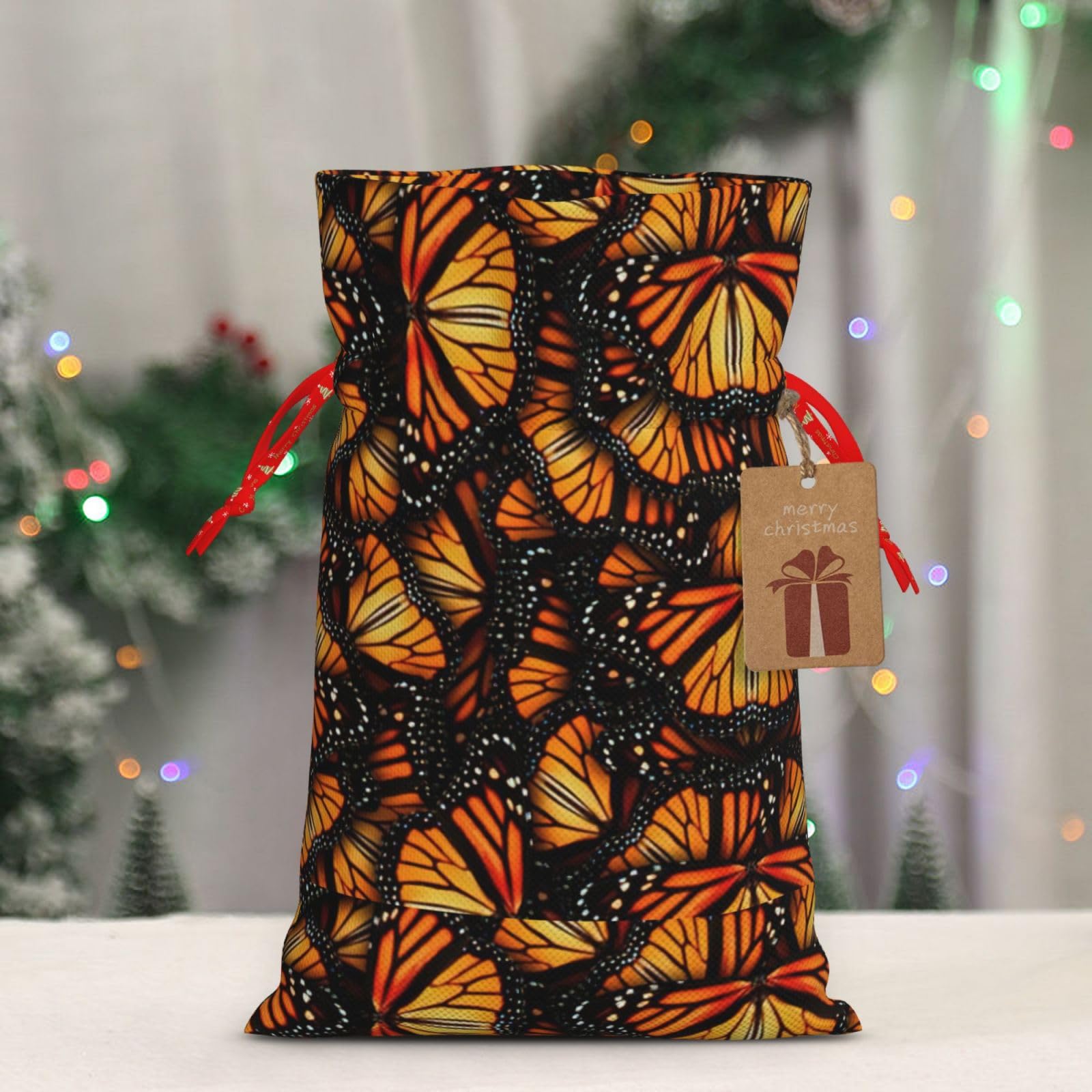 Amazon | WURTON クリスマスギフトバッグ ドローストリング オレンジ