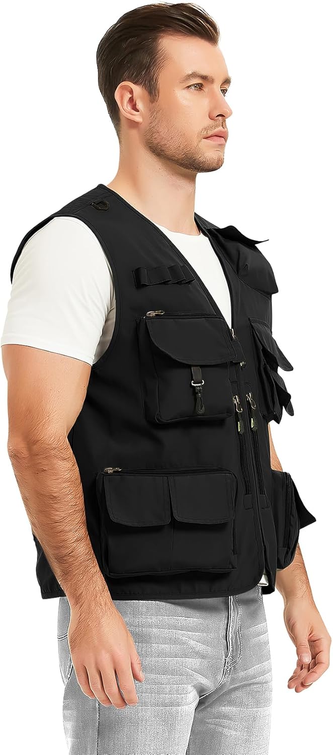 PEHMEA Men's Fishing Vest Utility Detachable Summer Vests with Pockets for Safari Travel Outdoor Work Photo Cargo Fly - Image 6
